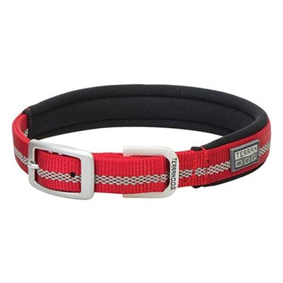 TERRAIN DOG COLLAR REFLECTIVE RED / BLACK MEDIUM 17"