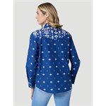 WRANGLER SHIRT WOMEN RETRO BLUE / WHITE SMALL